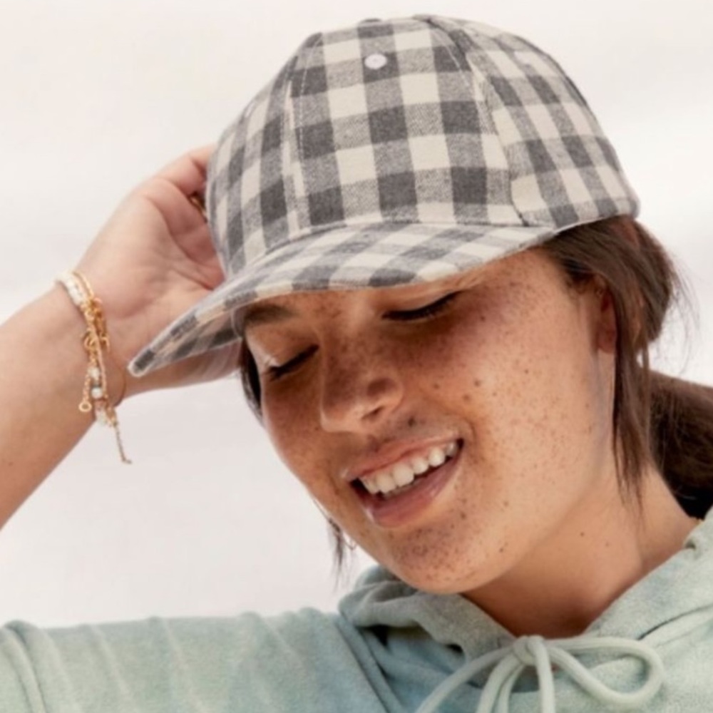 NEW Cocus Pocus Buffalo Check Plaid Hat - Grey/Cream Baseball Cap